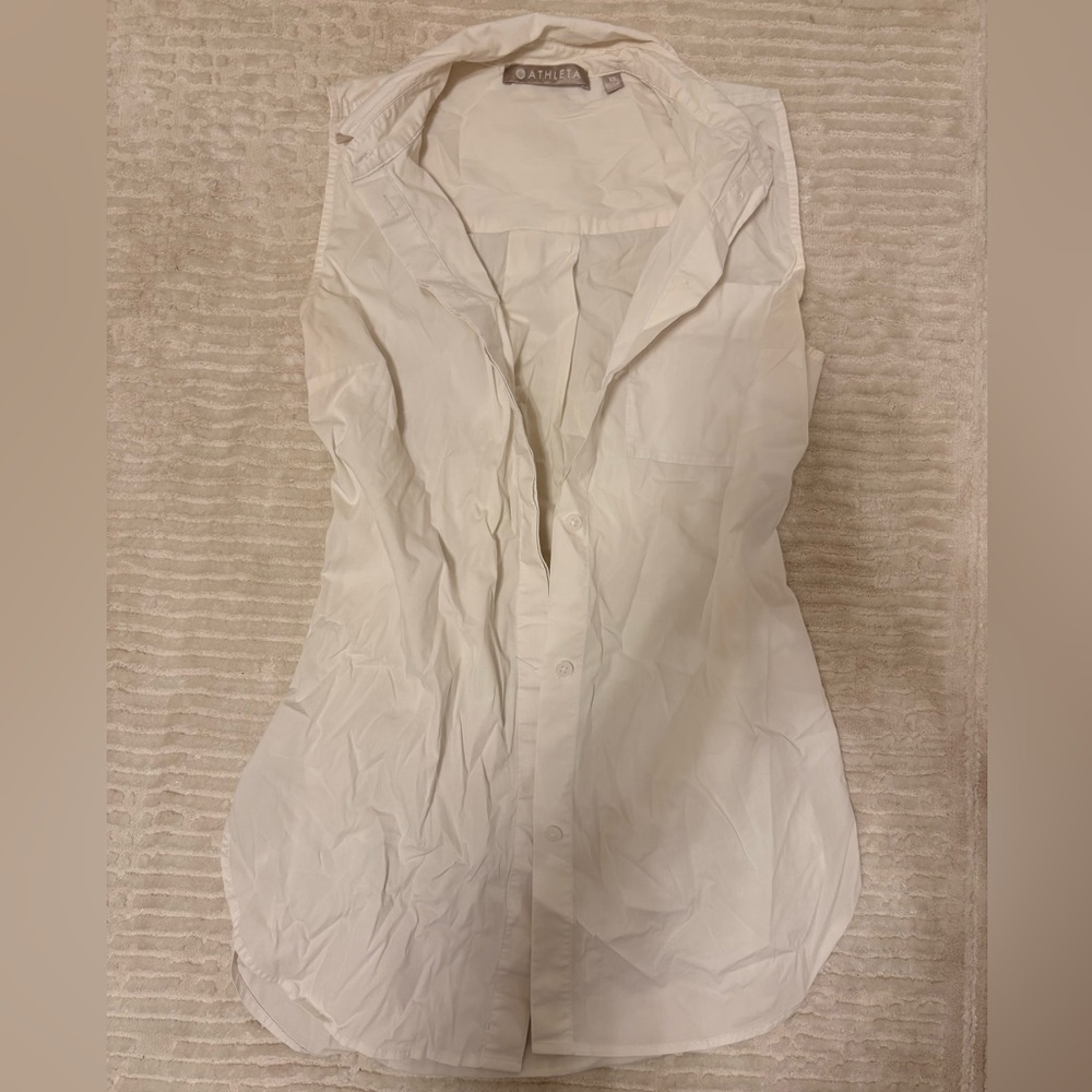 🤍 Athleta Sleeveless Button-Down Collared Top | White XS ☀️